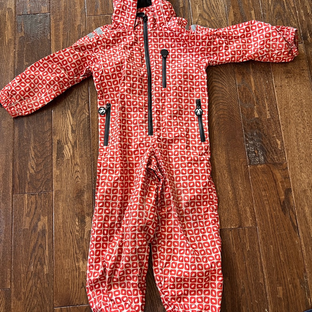 Kids Red Patterned Rainsuit